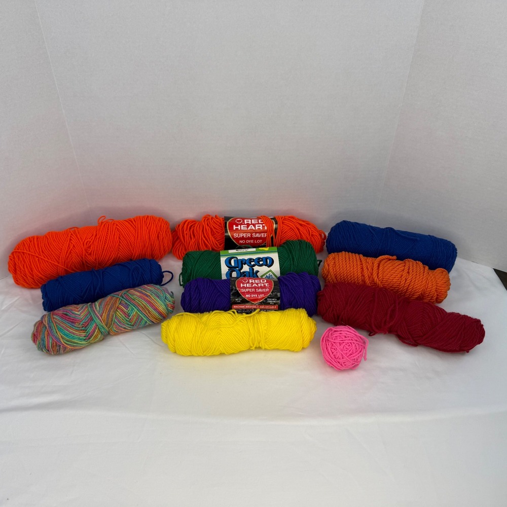 Red Heart Super Saver Green Oak Acrylic Yarn Lot Mixed Colors Variegated 11pc